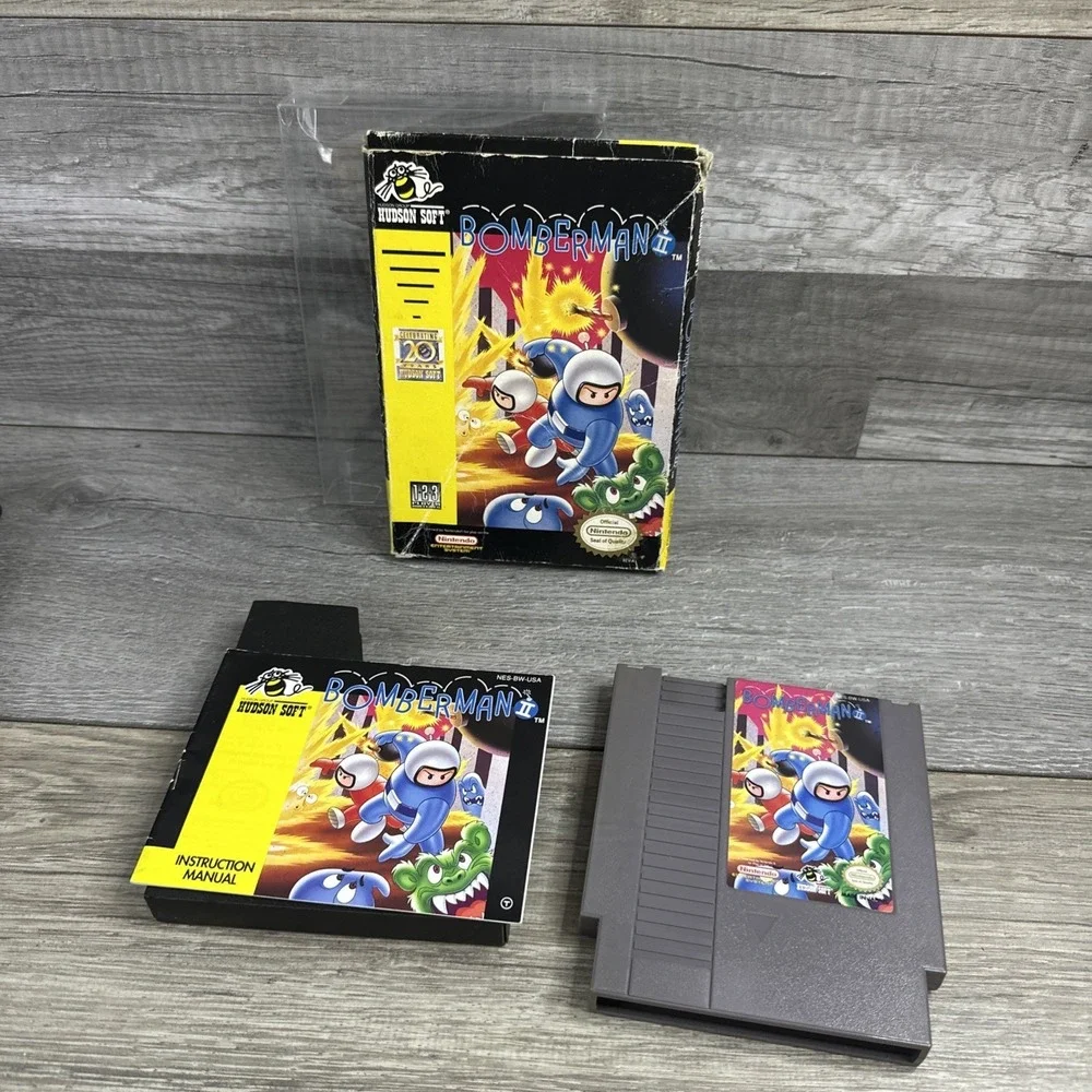 Bomberman II 2 CIB Box Manual Cart Box Protector (Nintendo, NES 1993)